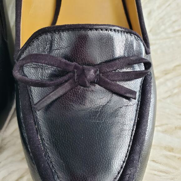 Nine West GHITA Black Leather Almond Toe Bow Detail Pumps Size 10M - Picture 6 of 13